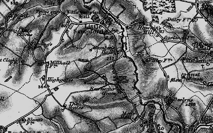 Old map of Hawkspur Green in 1895