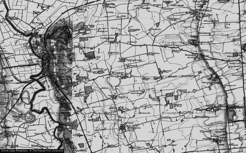 Old Map of Historic Map covering Willoughton Wood in 1895