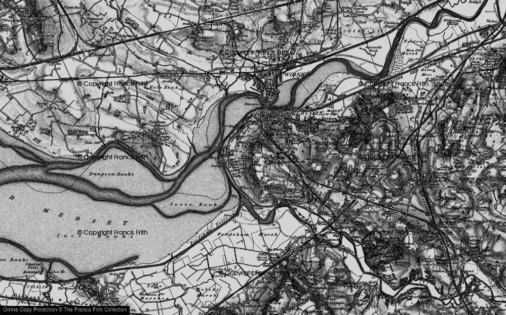 Old Map of Historic Map covering Runcorn Hill in 1896