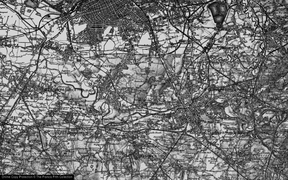 Old Map of Heaton Mersey, 1896 in 1896