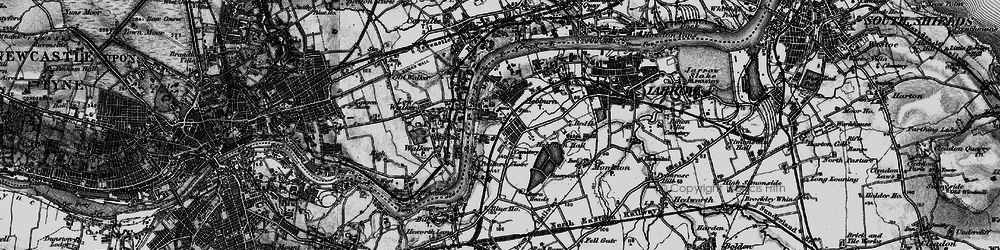 Old map of Hebburn New Town in 1898