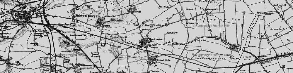 Old map of Heckington in 1898