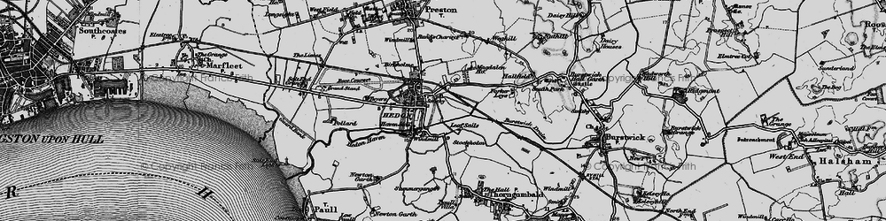 Old map of Hedon in 1895