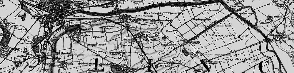 Old map of Heighington in 1899