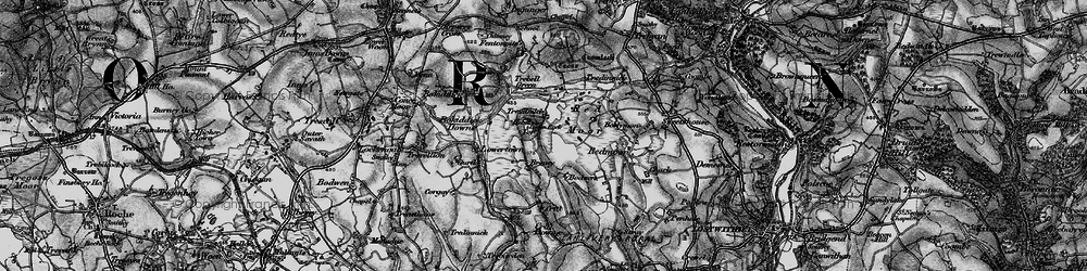 Old map of Helman Tor in 1895