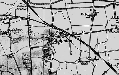 Old map of Helpston in 1898