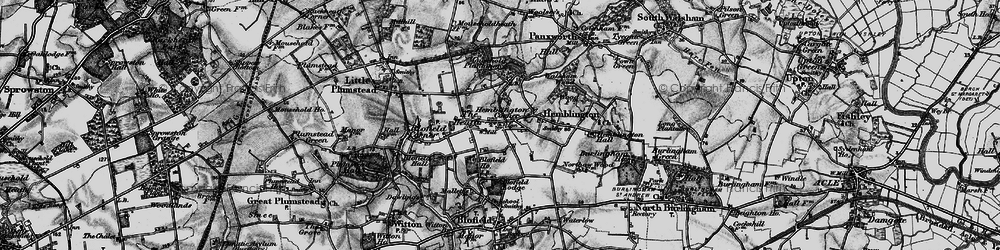Old map of Hemblington Corner in 1898