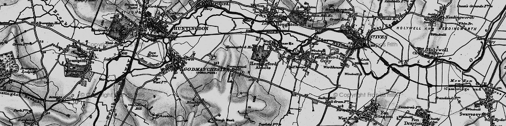 Old map of Hemingford Abbots in 1898
