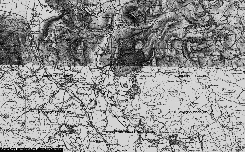 Old Map of Historic Map covering Bewick Folly in 1897