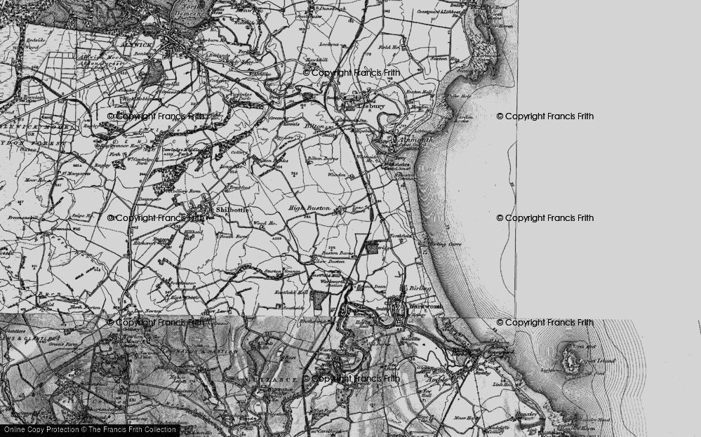 Old Map of Historic Map covering Buston Barns in 1897
