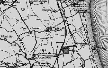 Old map of Buston Barns in 1897