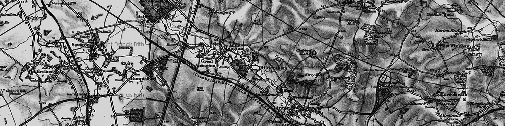 Old map of Hildersham in 1895