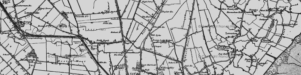 Old map of Hilldyke in 1898
