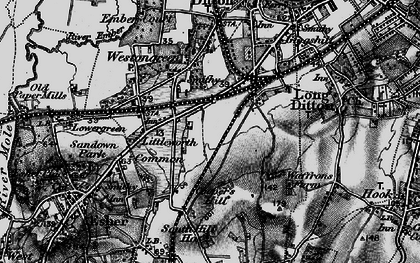 Old map of Hinchley Wood in 1896