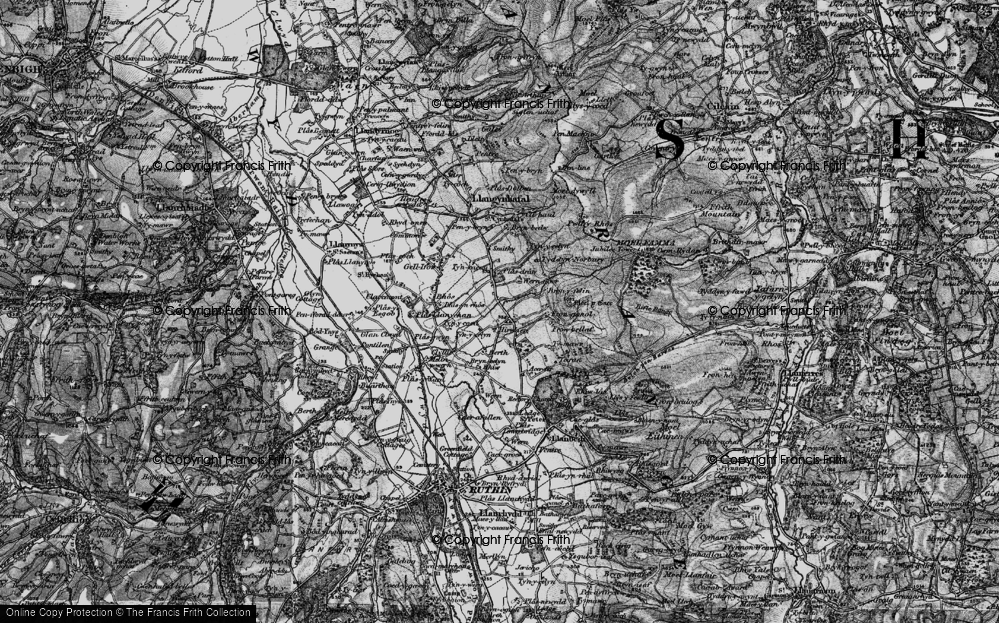 Old Map of Historic Map covering Bron-y-felin in 1897