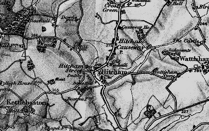 Old map of Wetherden Hall in 1896