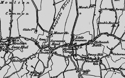 Old map of Whaplode River in 1898