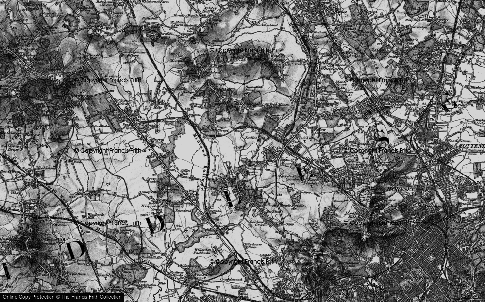 Old Map of Holders Hill, 1896 in 1896