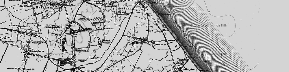 Old map of Hollym in 1895