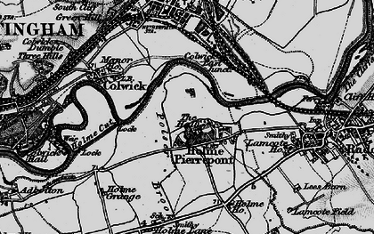Old map of Holme Pierrepont in 1899