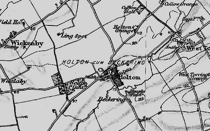 Old map of Holton cum Beckering in 1899