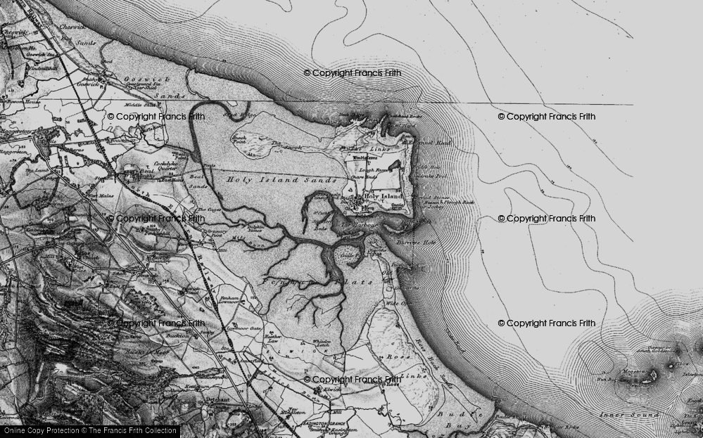 Old Map of Historic Map covering Lindisfarne in 1897
