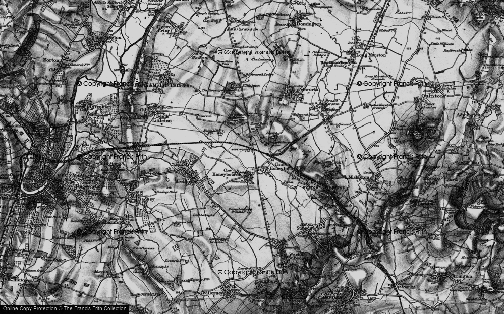 Old Map of Honeybourne, 1898 in 1898