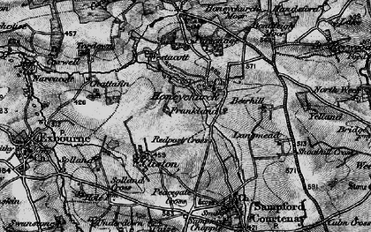 Old map of Honeychurch in 1898