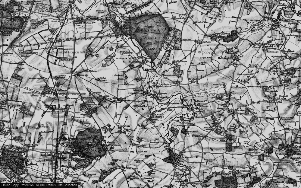 Old Map of Historic Map covering Troston Mount in 1898