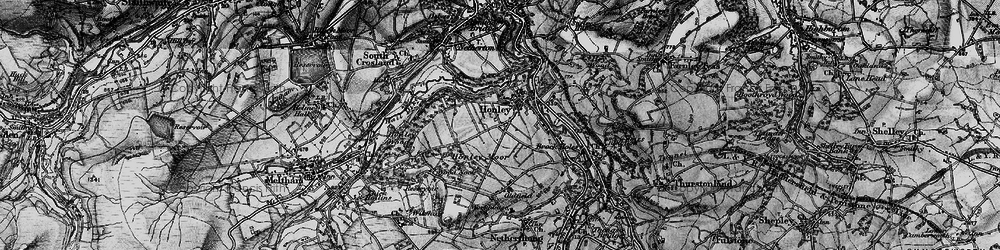 Old map of Honley Moor in 1896