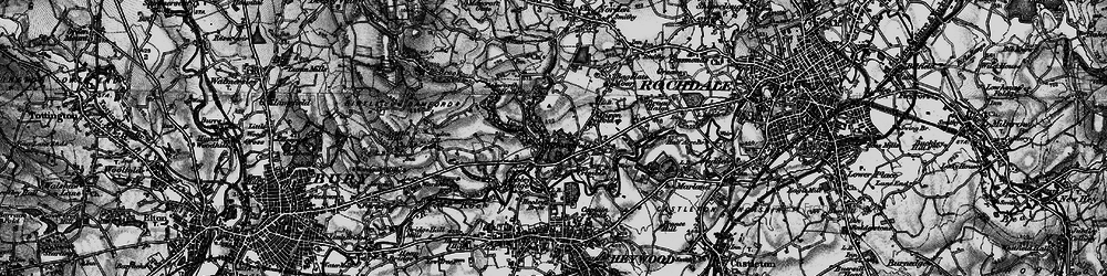 Old map of Hooley Bridge in 1896