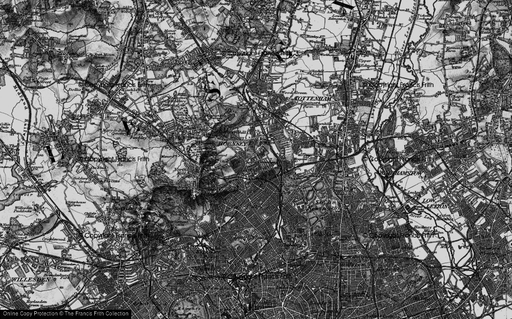 Old Map of Hornsey Vale, 1896 in 1896