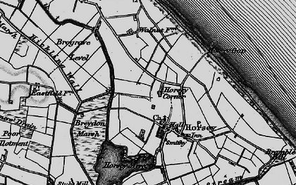Old map of Brograve Level in 1898
