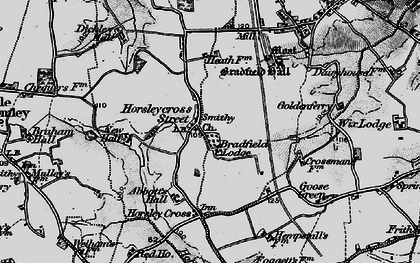Old map of Bradfield Lodge in 1896