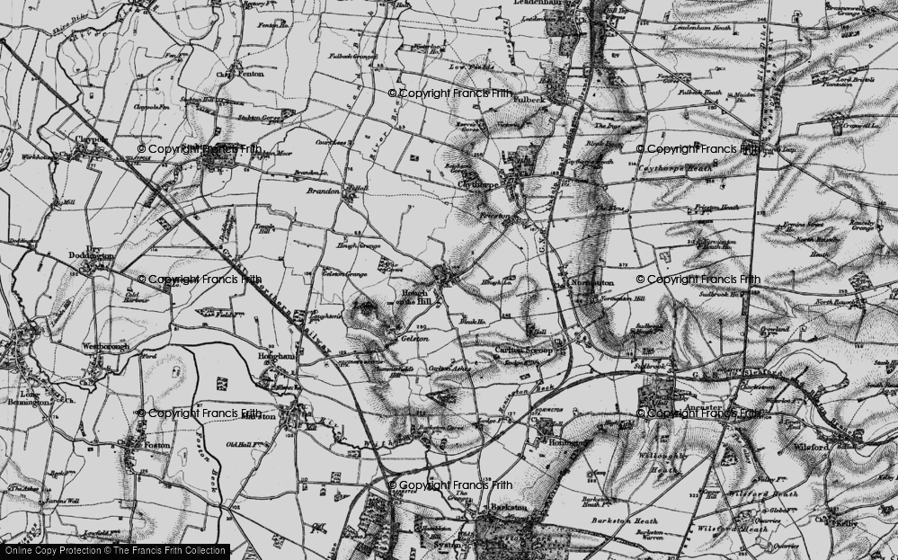 Old Map of Hough-on-the-Hill, 1895 in 1895