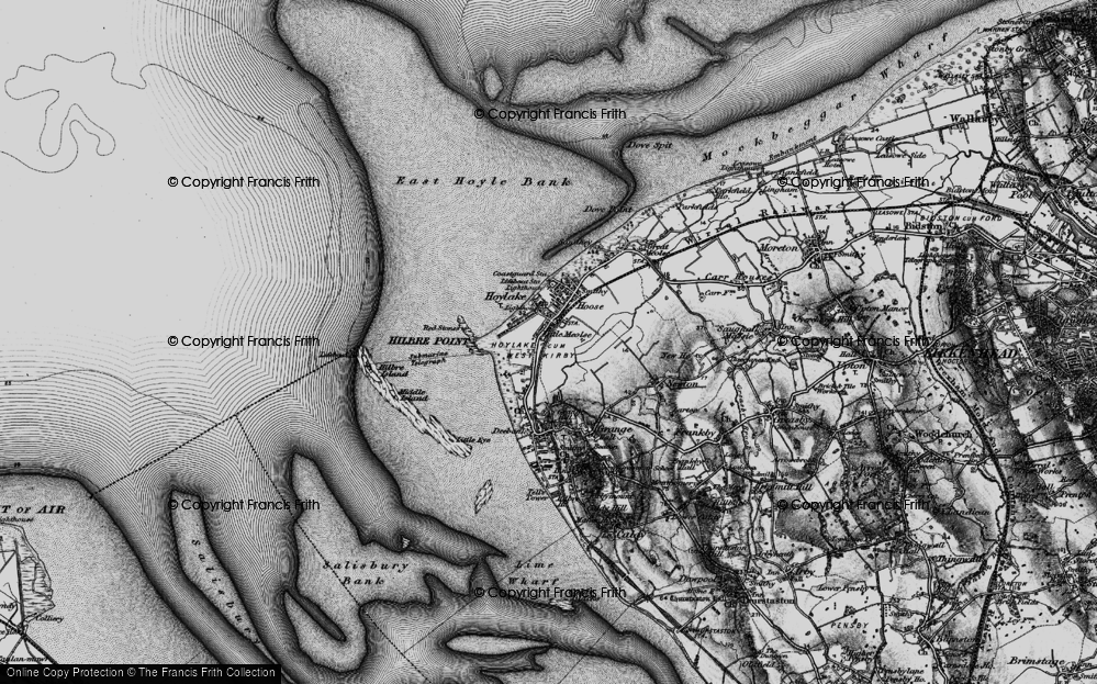 Old Map of Historic Map covering Hilbre Island in 1896
