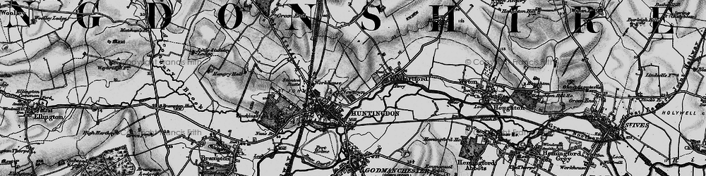 Old map of Huntingdon in 1898