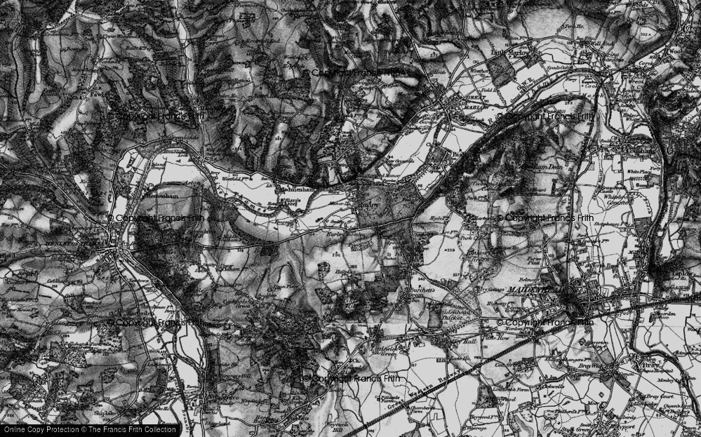 Old Map of Hurley Bottom, 1895 in 1895