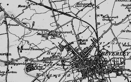 Old map of Burton Bushes in 1898