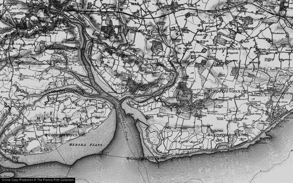 Old Map of Historic Map covering Brightlingsea Creek in 1896