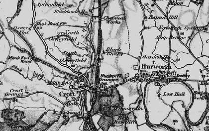 Old map of Hurworth Place in 1897