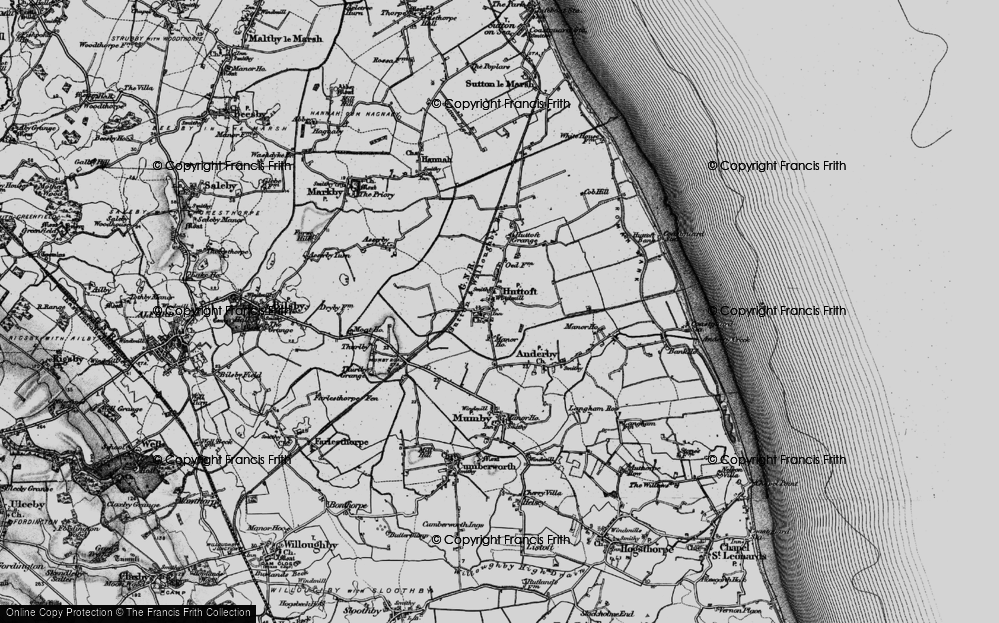 Old Map of Huttoft, 1898 in 1898
