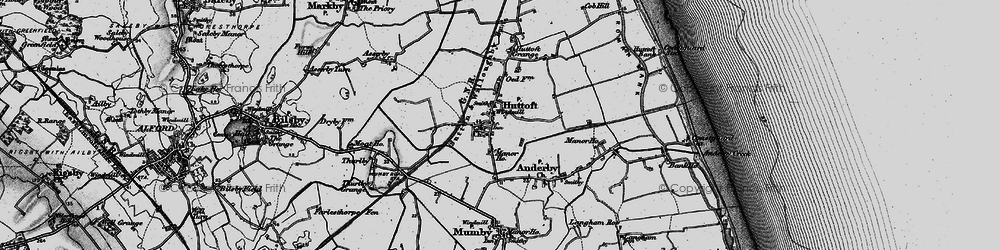 Old map of Huttoft in 1898
