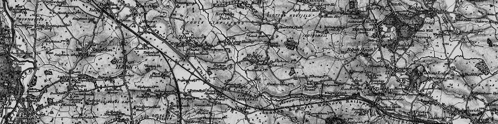 Old map of Higher Huxley Hall in 1897