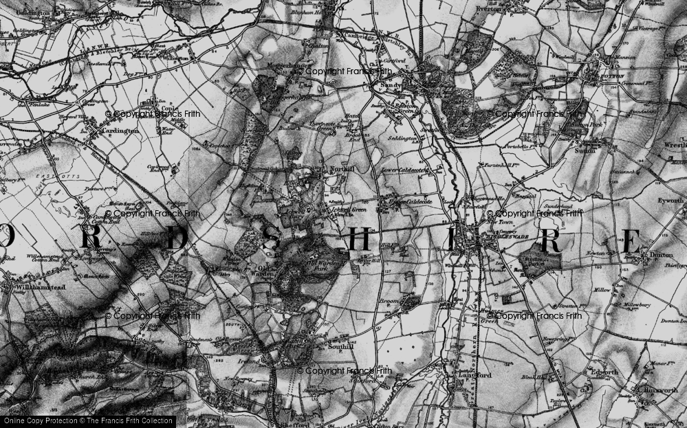 Old Map of Historic Map covering Ickwell Bury in 1896