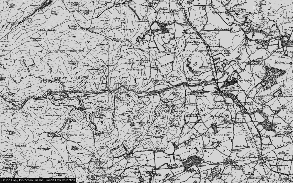 Old Map of Historic Map covering Brough Law in 1897