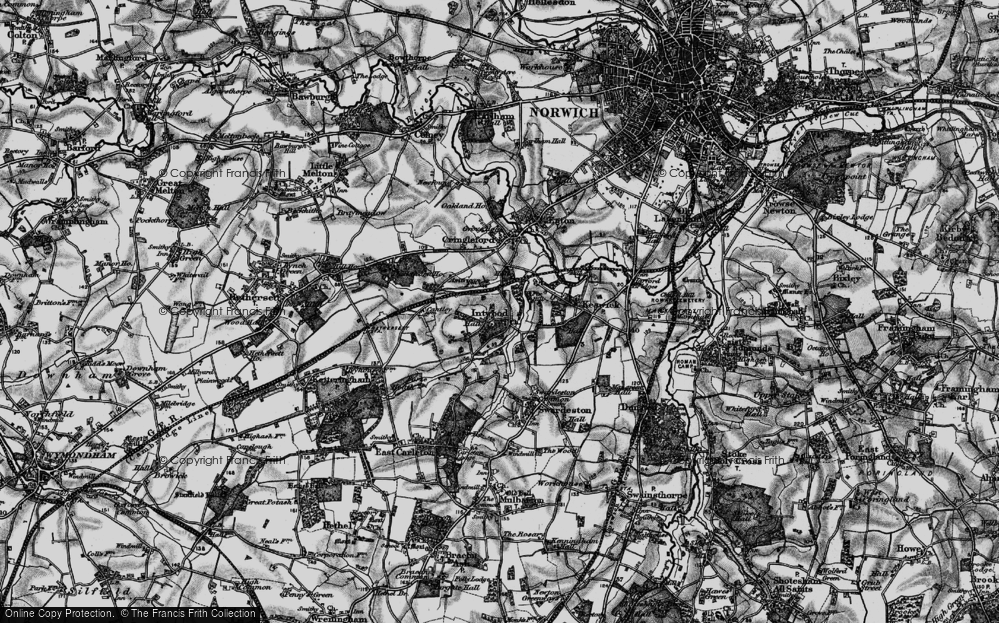 Old Map of Intwood, 1898 in 1898