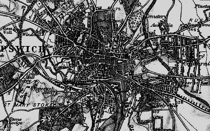 Old map of Ipswich in 1896