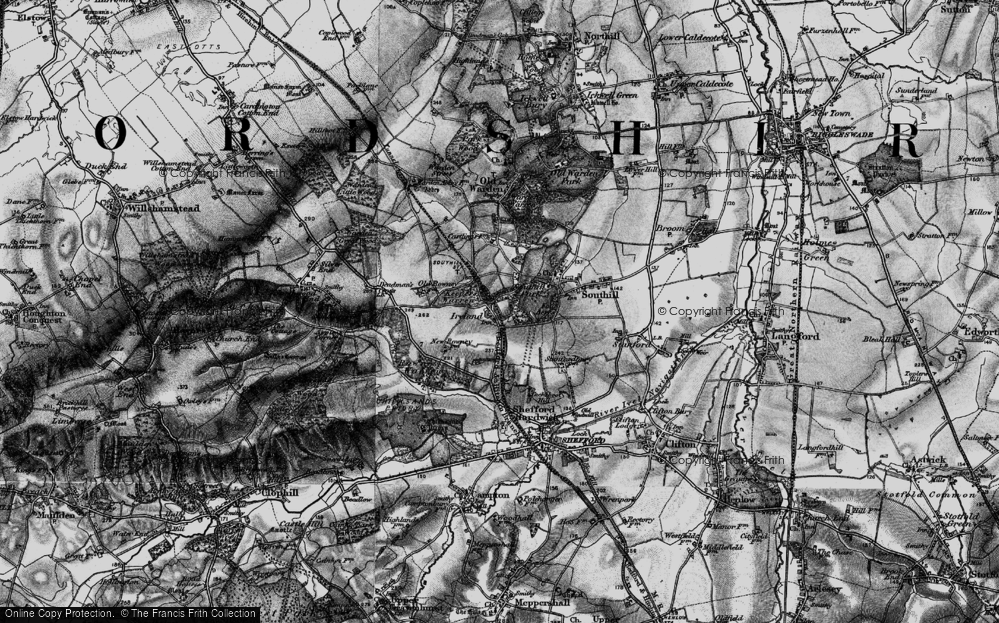 Old Map of Historic Map covering Southill Park in 1896
