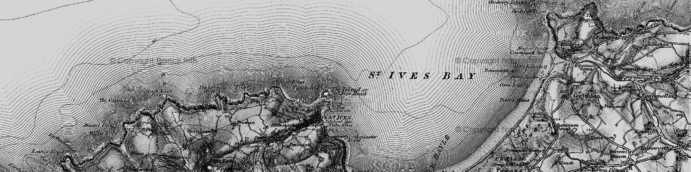 Old map of St Ives Bay in 1896